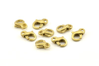 Brass Parrot Clasp, 6 Raw Brass Lobster Claw Clasps (12x8mm) A1347