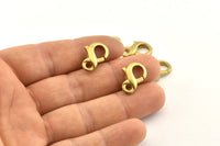 Brass Parrot Clasp, 6 Raw Brass Lobster Claw Clasps (17x10mm) A1339