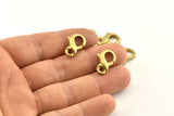 Brass Parrot Clasp, 6 Raw Brass Lobster Claw Clasps (17x10mm) A1339