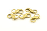 Brass Parrot Clasp, 6 Raw Brass Lobster Claw Clasps (23x11mm) A1340