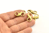 Brass Parrot Clasp, 6 Raw Brass Lobster Claw Clasps (23x11mm) A1340