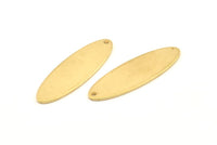 Brass Oval Charm, 8 Raw Brass Oval Charms With 1 Hole, Pendants, Earrings, Findings (35x11x1mm) D1354