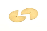 Brass Geometric Charm, 4 Raw Brass Pizza Slice Charms With 2 Holes, Pendants, Connectors (30x25x1.2mm) D1366
