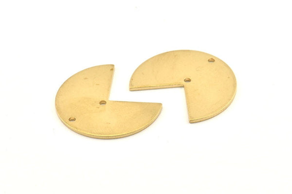 Brass Geometric Charm, 4 Raw Brass Pizza Slice Charms With 2 Holes, Pendants, Connectors (30x25x1.2mm) D1366