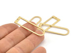 Brass D Shape Charm, 12 Textured Raw Brass D Shape Pendants With 1 Hole (40x12x1mm) D1412