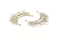Moon Phases Pendant, 2 Antique Silver Plated Brass Crescent Pendants With 2 Loops, Earring Findings (48x23x1mm) N1017 H1204