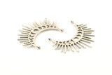 Moon Phases Pendant, 2 Antique Silver Plated Brass Crescent Pendants With 2 Loops, Earring Findings (48x23x1mm) N1017 H1204