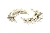 Moon Phases Pendant, 2 Antique Silver Plated Brass Crescent Pendants With 2 Loops, Earring Findings (48x23x1mm) N1017 H1204