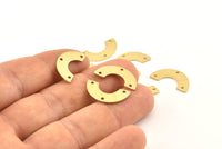 Brass Geometric Pendant, 24 Raw Brass Semi Circle Blanks With 3 Holes, Connectors, Charms, Findings (19x10x5x0.80mm) D1521