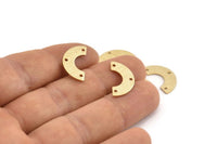 Brass Geometric Pendant, 24 Textured Raw Brass Semi Circle Blanks With 3 Holes, Connectors, Charms, Findings (19x10x5x0.80mm) D1519