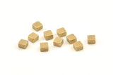 Brass Cube Bead, 50 Raw Brass Square Cube Beads (4x3mm) D1498