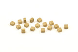 Brass Cube Bead, 50 Raw Brass Square Cube Beads (4x3mm) D1498