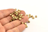 Brass Cube Bead, 50 Raw Brass Square Cube Beads (4x3mm) D1498