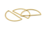 Brass Half Moon, 12 Raw Brass Semi Circle Connectors (23x45x2x1mm) D1493