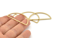 Brass Half Moon, 12 Raw Brass Semi Circle Connectors (23x45x2x1mm) D1493