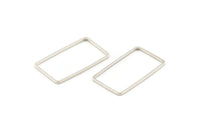 Silver Rectangle Connector, 50 Silver Tone Brass Rectangle Connectors, Charms, Findings (13x23x0.80mm) D1477