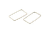 Silver Rectangle Connector, 50 Silver Tone Brass Rectangle Connectors, Charms, Findings (13x23x0.80mm) D1477