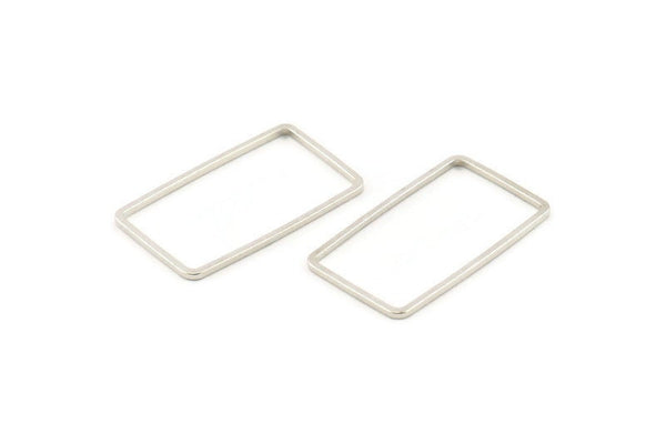 Silver Rectangle Connector, 50 Silver Tone Brass Rectangle Connectors, Charms, Findings (13x23x0.80mm) D1477