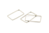 Silver Rectangle Connector, 50 Silver Tone Brass Rectangle Connectors, Charms, Findings (13x23x0.80mm) D1477