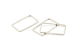 Silver Rectangle Connector, 50 Silver Tone Brass Rectangle Connectors, Charms, Findings (13x23x0.80mm) D1477