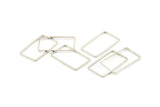 Silver Rectangle Connector, 50 Silver Tone Brass Rectangle Connectors, Charms, Findings (13x23x0.80mm) D1477