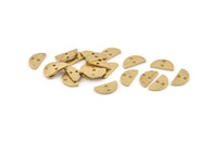Brass Semi Circle, 50 Raw Brass Half Moon Connector With 2 Holes, Charms, Pendants (10x5x1mm) D1382