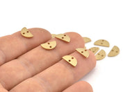 Brass Semi Circle, 50 Raw Brass Half Moon Connector With 2 Holes, Charms, Pendants (10x5x1mm) D1382