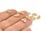 Brass Semi Circle, 50 Raw Brass Half Moon Connector With 2 Holes, Charms, Pendants (10x5x1mm) D1382