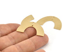 Brass Geometric Charm, 8 Raw Brass Semi Circle Blanks With 2 Holes, Pendants, Findings (34x21x0.80mm) D1553