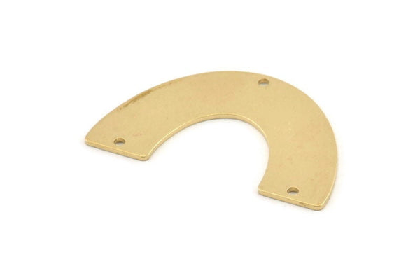 Brass Geometric Charm, 8 Raw Brass Semi Circle Blanks With 3 Holes, Connectors, Pendants, Findings (34x21x0.80mm) D1538