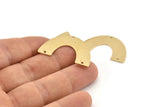 Brass Geometric Charm, 8 Raw Brass Semi Circle Blanks With 3 Holes, Connectors, Pendants, Findings (34x21x0.80mm) D1538