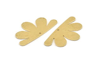 Brass Daisy Charm, 10 Raw Brass Flower Charms With 1 Hole, Pendants, Earrings (34x17x0.80mm) D1364