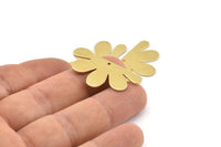 Brass Daisy Charm, 10 Raw Brass Flower Charms With 1 Hole, Pendants, Earrings (34x17x0.80mm) D1364