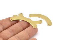 Brass Geometric Pendant, 8 Raw Brass Semi Circle Blanks With 2 Holes, Charms, Findings (47x8x1mm) D1362