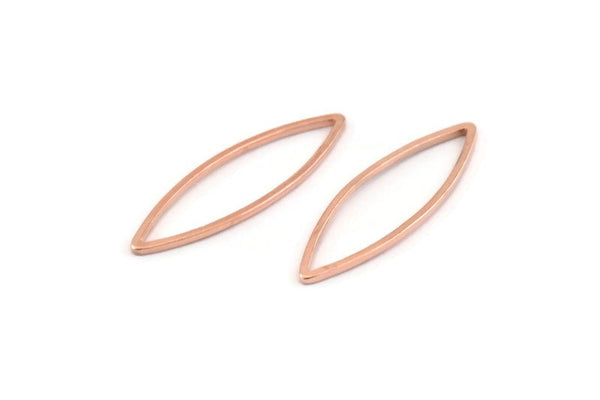 Rose Gold Marquise Charm, 50 Rose Gold Tone Brass Marquise Rings, Connectors, Charms (8x28x0.90mm) D1659
