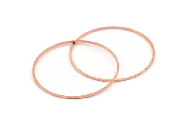 45mm Circle Connector, 12 Rose Gold Tone Brass Circle Connectors (45x1x1mm) D1601