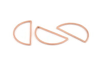 Rose Gold Half Moon, 12 Rose Gold Tone Brass Semi Circle Connectors (15x30x1mm) D1599