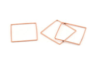 Rose Gold Square Charm, 4 Rose Gold Tone Brass Square Connectors, Charms, Findings (35x1mm) D1577