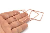 Rose Gold Square Charm, 4 Rose Gold Tone Brass Square Connectors, Charms, Findings (35x1mm) D1577