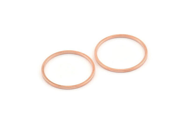 20mm Circle Connector, 24 Rose Gold Tone Brass Circle Connectors (20x1mm) D1448