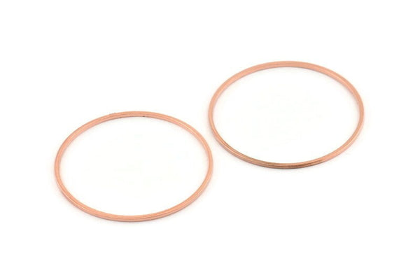 35mm Circle Connector, 12 Rose Gold Tone Brass Circle Connectors (35x1mm) D1450