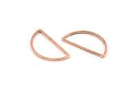 Rose Gold Half Moon, 12 Rose Gold Tone Brass Semi Circle Connectors (12x23x1mm) D1596