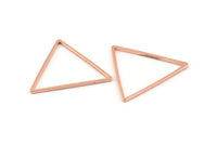 Gül Altın Üçgen Charm, 24 Gül Altın Tonlu Pirinç Açık Üçgen Yüzük Charm (27x1mm) D1484