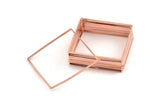 Rose Gold Square Charm, 4 Rose Gold Tone Brass Square Connectors, Charms, Findings (40x1mm) D1656