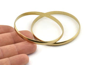 Brass Circle Connectors, 4 Raw Brass Circle Connectors (60x1.5x5mm) D1582