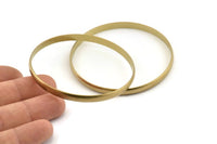 Brass Circle Connectors, 4 Raw Brass Circle Connectors (65x1.5x5mm) D1574