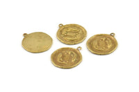 Brass Pisces Charm, 4 Raw Brass Pisces Charms With 1 Loop (17x20mm) F086
