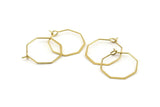 Brass Earring Wire, 24 Raw Brass Octagon Earring Wires (20mm) D1710