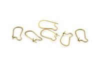 Brass Earring Wire, 24 Raw Brass Earring Wires, Earring Hooks (21x10x0.70mm) D1713