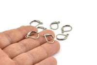 Steel Earring Leverback, 24 Stainless Steel Leverback Earring Findings (13x10mm) D1501